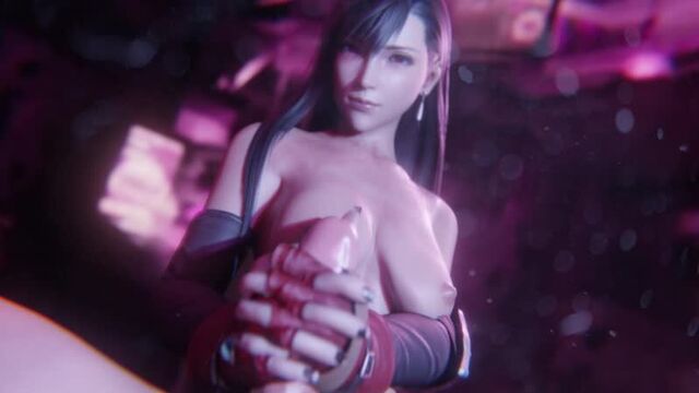 Tifa handjob (remastered) black nails 1080p