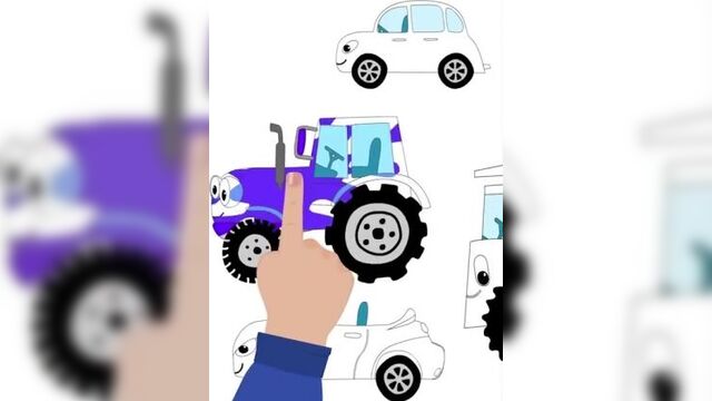 Машинки - синий трактор - развивающая обучающая песенка мультик про цвета технику для детей малышей