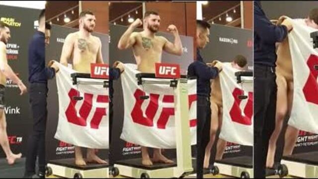 Fully exposure during naked weigh in - hot fat cock