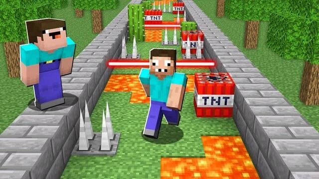 [dakplay] нуб построил испытания для про в майнкрафт ! нубик затроллил про и троллинг ловушка в minecraft