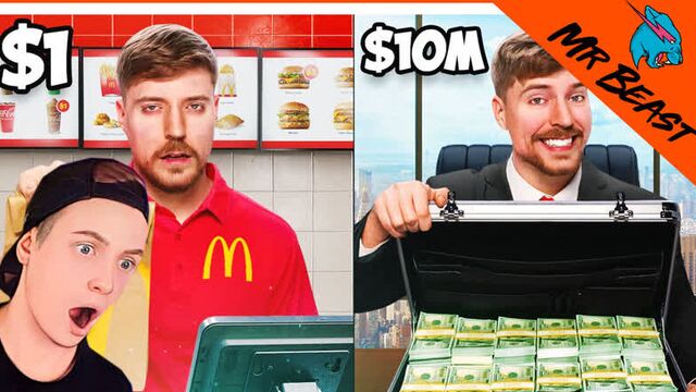 ???? мистер бист! работа за $1 vs $10,000,000 ???? реакция! новый ролик! zelel зелел officialzelel