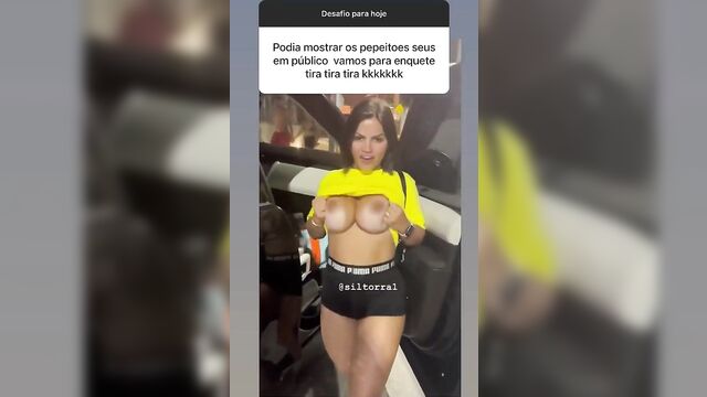 Sil torra showing her boobs in the middle of the street at someone's request