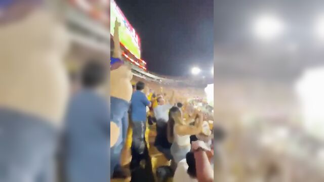 A girl with big natural boobs has sex in public place