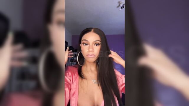 Big ebony areolas - nip slip video with a hot mixed chick