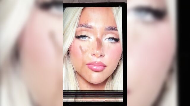 A hot blonde tribute to a certain someone, covered in cum