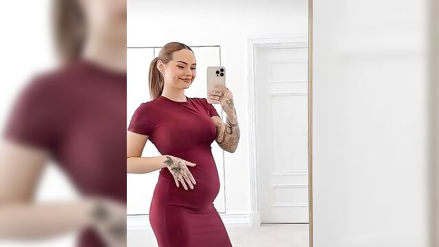 A pregnant woman, talia mar, is getting ai dick in her