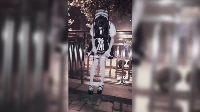 Asian sissy masturbates in a bodysuit full of cum