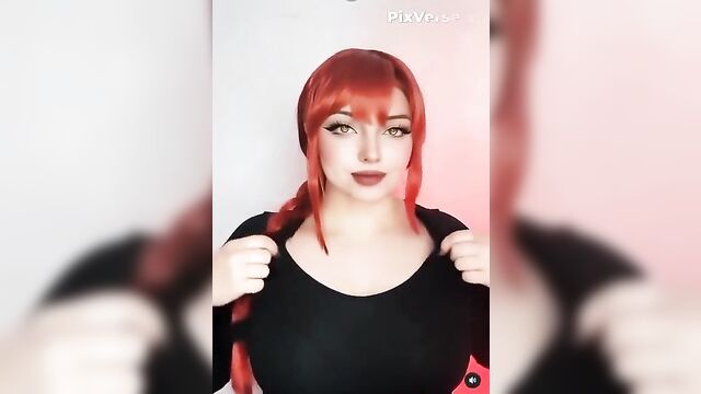 Hot cosplay evelinaava makima enjoying intense action in a steamy scene