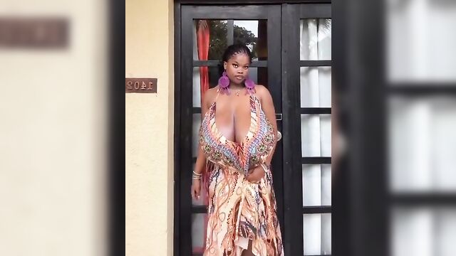Big tiddy problem with a goth twist, featuring a nip slip moment