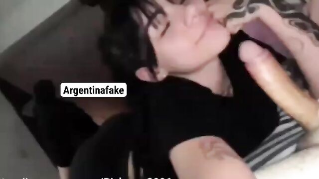 Argentine famous woman fucked in her fake pussy by a huge dick