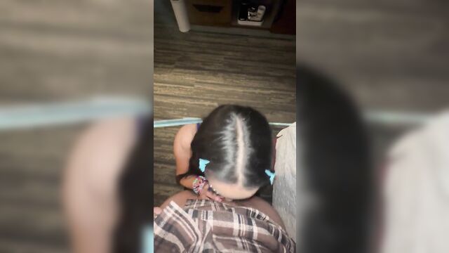 Sloppy blowjob from a rave girl in the hotel room