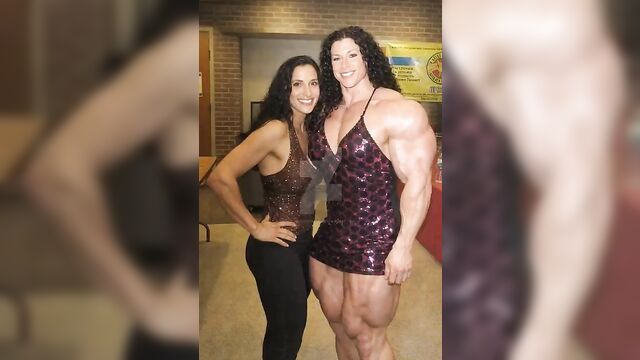 Muscle lesbian worship at the gym, she loves her roided muscles naked