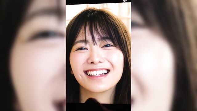 Idol hono tamura gets her face covered with cum in a bukkake scene