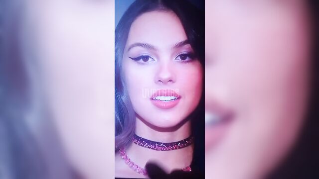 Olivia rodrigo gets a hot cum tribute all over her face