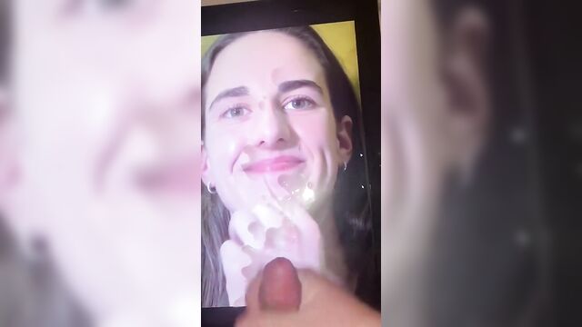 Caitlin clark gets a cumshot tribute after giving a deepthroat blowjob