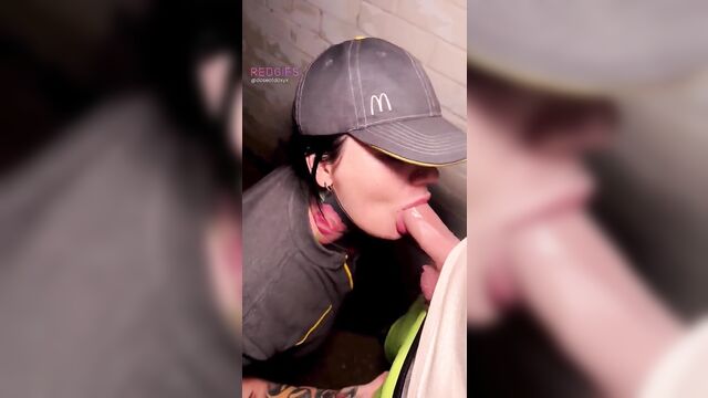 A hot employee gets her pussy fucked hard at mcdonald's
