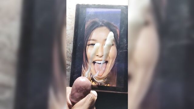 Iyo sky gets her tongue out and cumtribute after giving head
