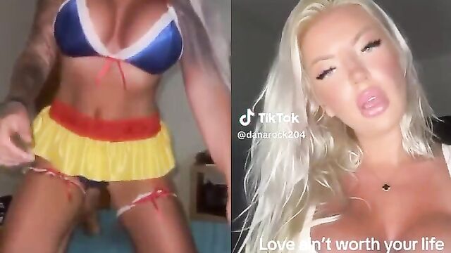 A cute girl named dana rock shows her tongue and skills in this video