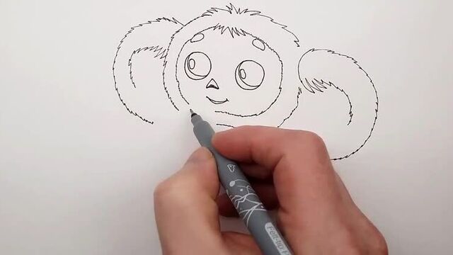 Как нарисовать чебурашку (крокодил гена и его друзья) поэтапно - рисуем чебурашку для детей.mp4