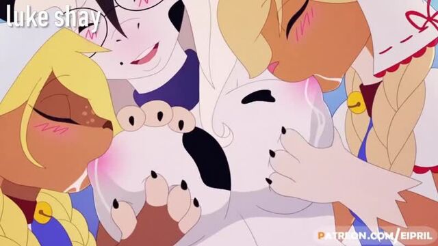 Furrys suck on hug cow tits