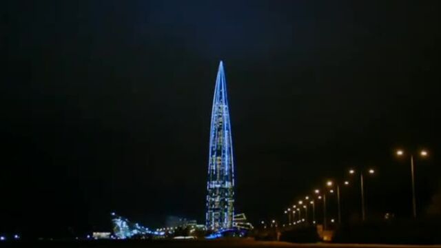 Лахта центр тестирует новую подсветку