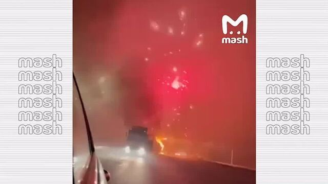 На трассе нур-султан — щучинск загорелся полуприцеп с пиротехникой