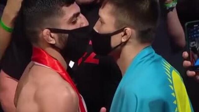 Жалгас жумагулов провел дуэль взглядов со своим соперником