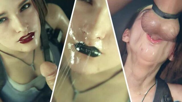 [хентай и сперма] | hentai cum: джилл глубоко заглатывает член с кольцом (bulgingsenpai) [обитель зла]