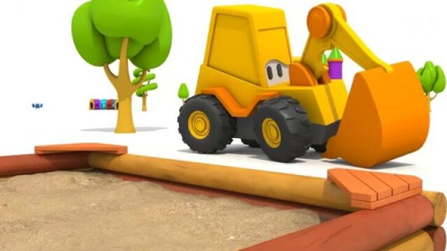 3d мультик. экскаватор мася играет в прятки. собираем погрузчик