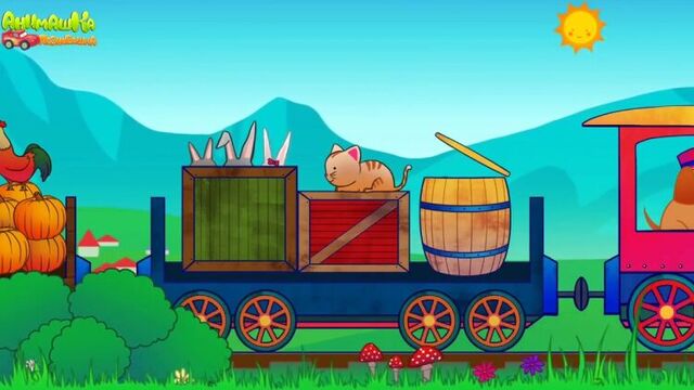 Поезд мультик. мультики про паровозики. паровозик с животными. животные для детей. детские песни.