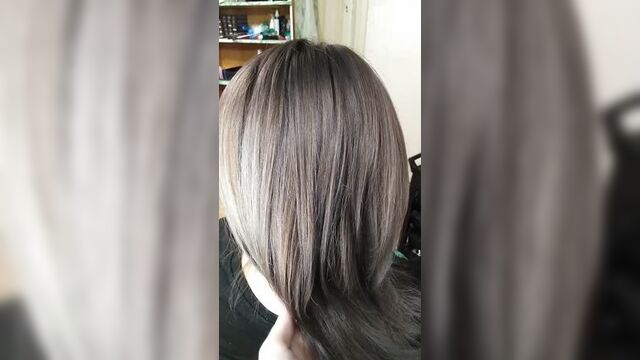 Пепельное мелирование на русых волосах