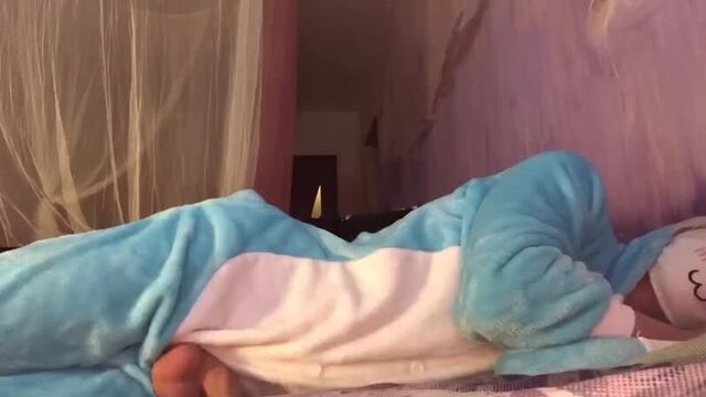 Gently fucked a sleepy sissy neko femboy in pajamas