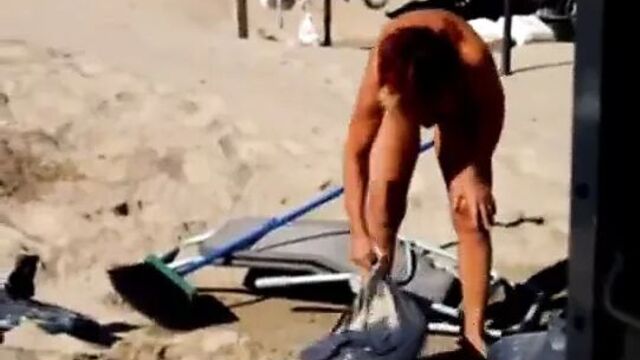 Nudist couple camping life