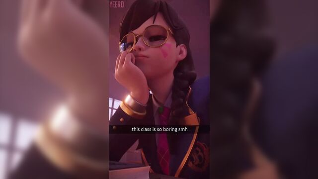 D.va using her phone in class because she is bored