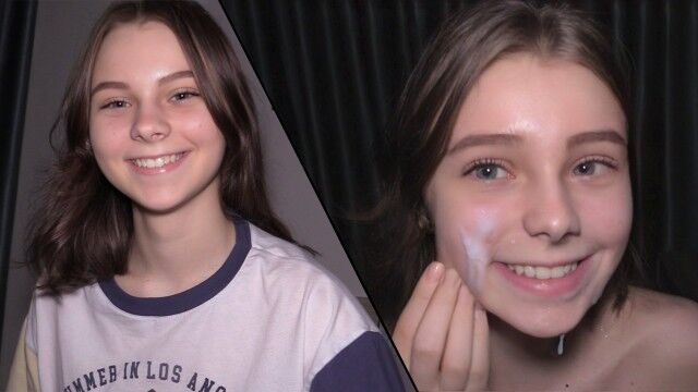 She's only 18 years old and already has cum on her face